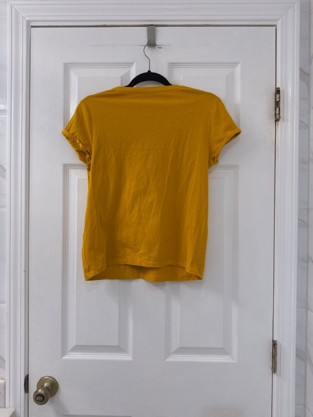 Vintage Mustard Yellow Eyelet Yoke Short Sleeve Top - Picture 2 of 5